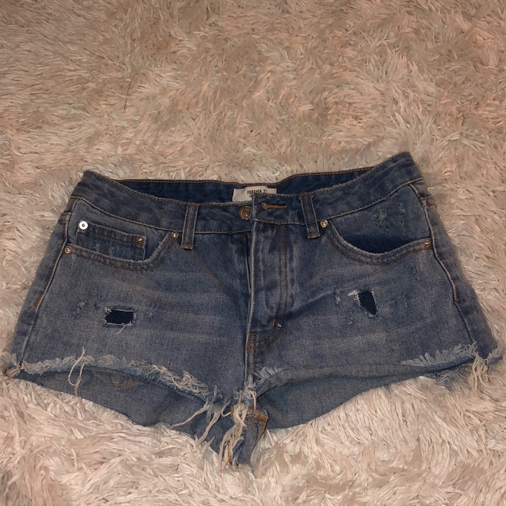 mid rise jean shorts
